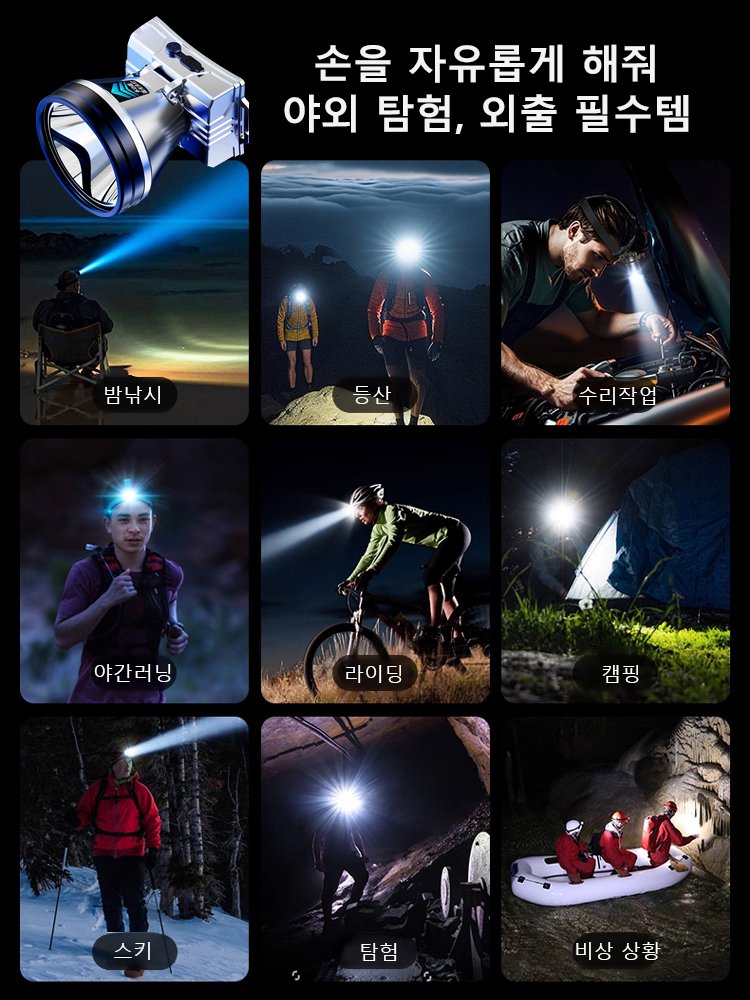 강력한 원거리 투사의 헤드형 아웃도어 라이트