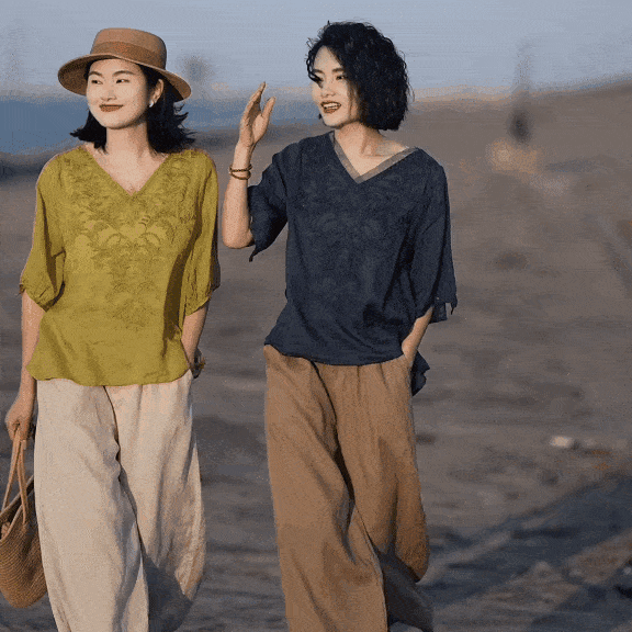 レディースコットンリネンブラウス