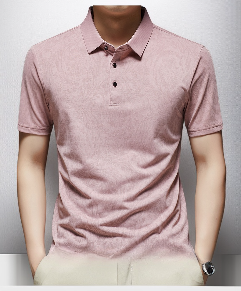 여름 남성 비즈니스 캐주얼 반팔 티셔츠 착용샷