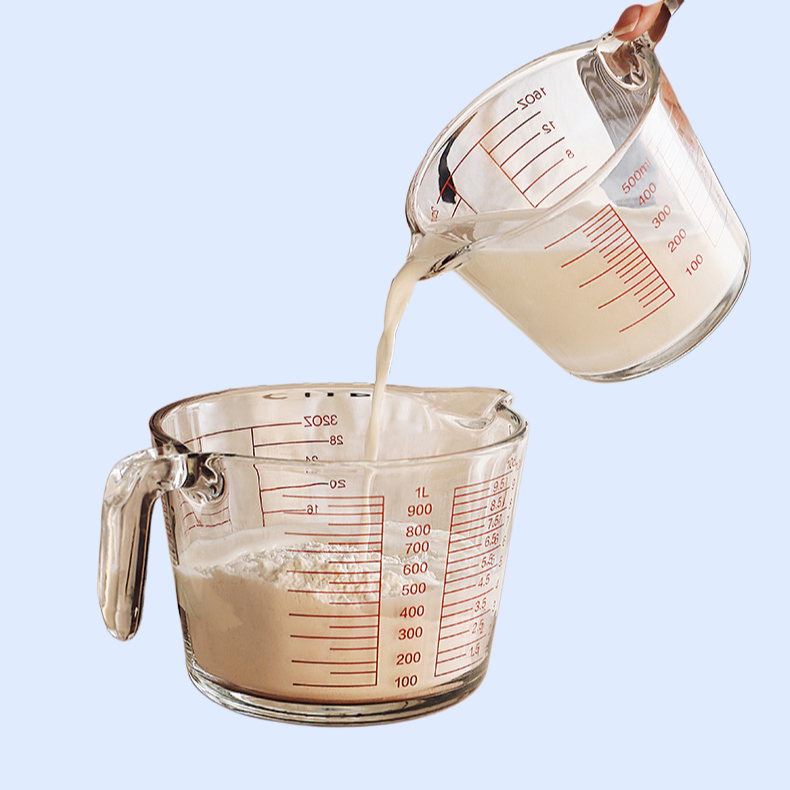 持ち手付き家庭用シンプルガラス計量カップ