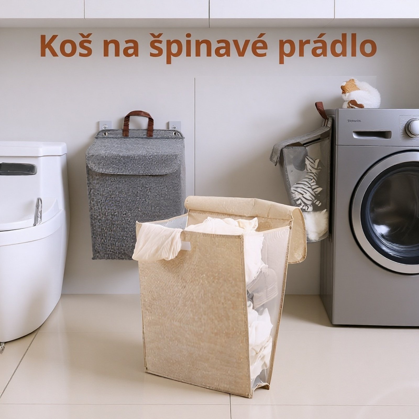 Skládací textilní koš na prádlo s velkým objemem