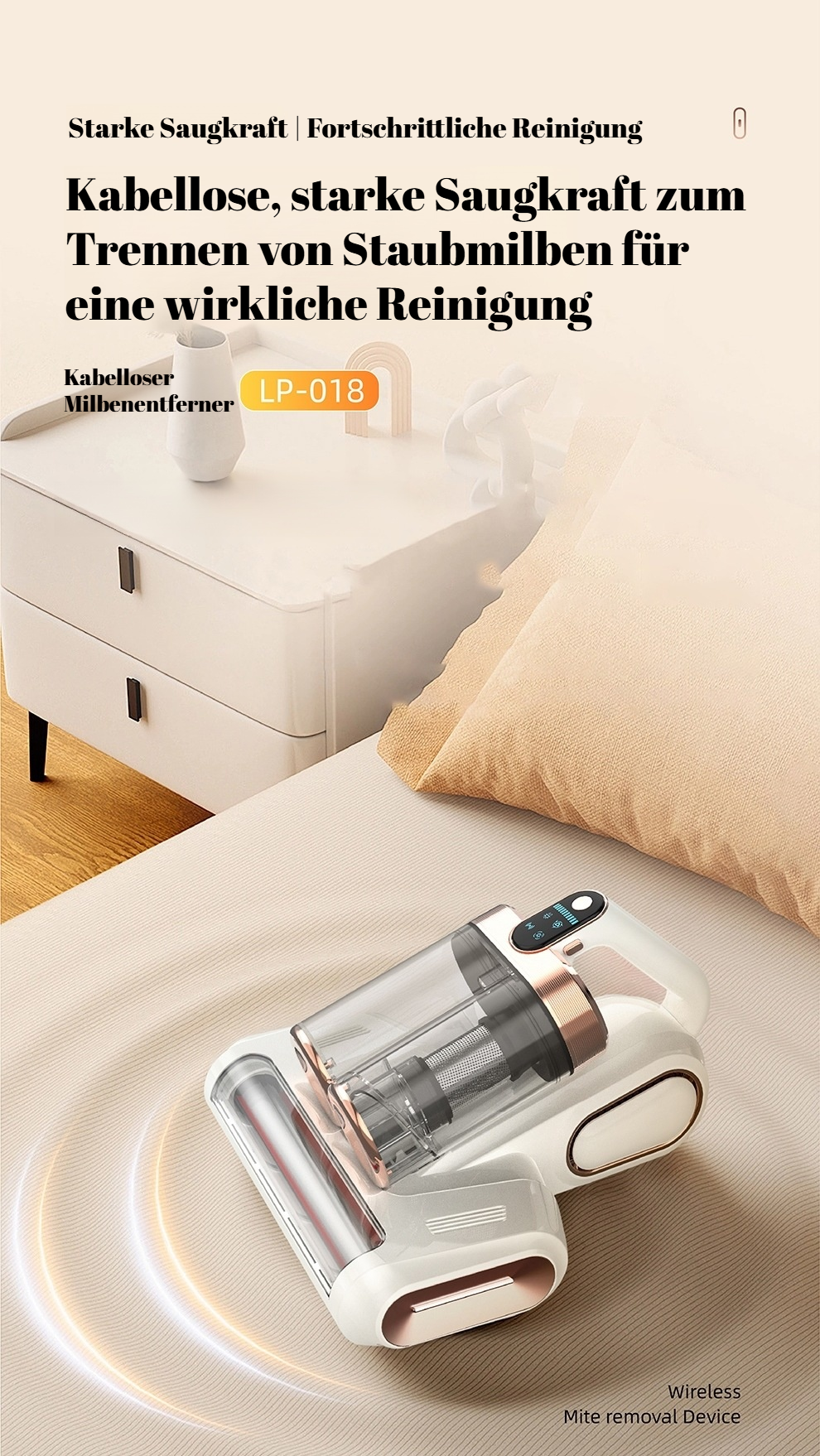 Walzenbürste mit UV-Sterilisation zur Milbenentfernung