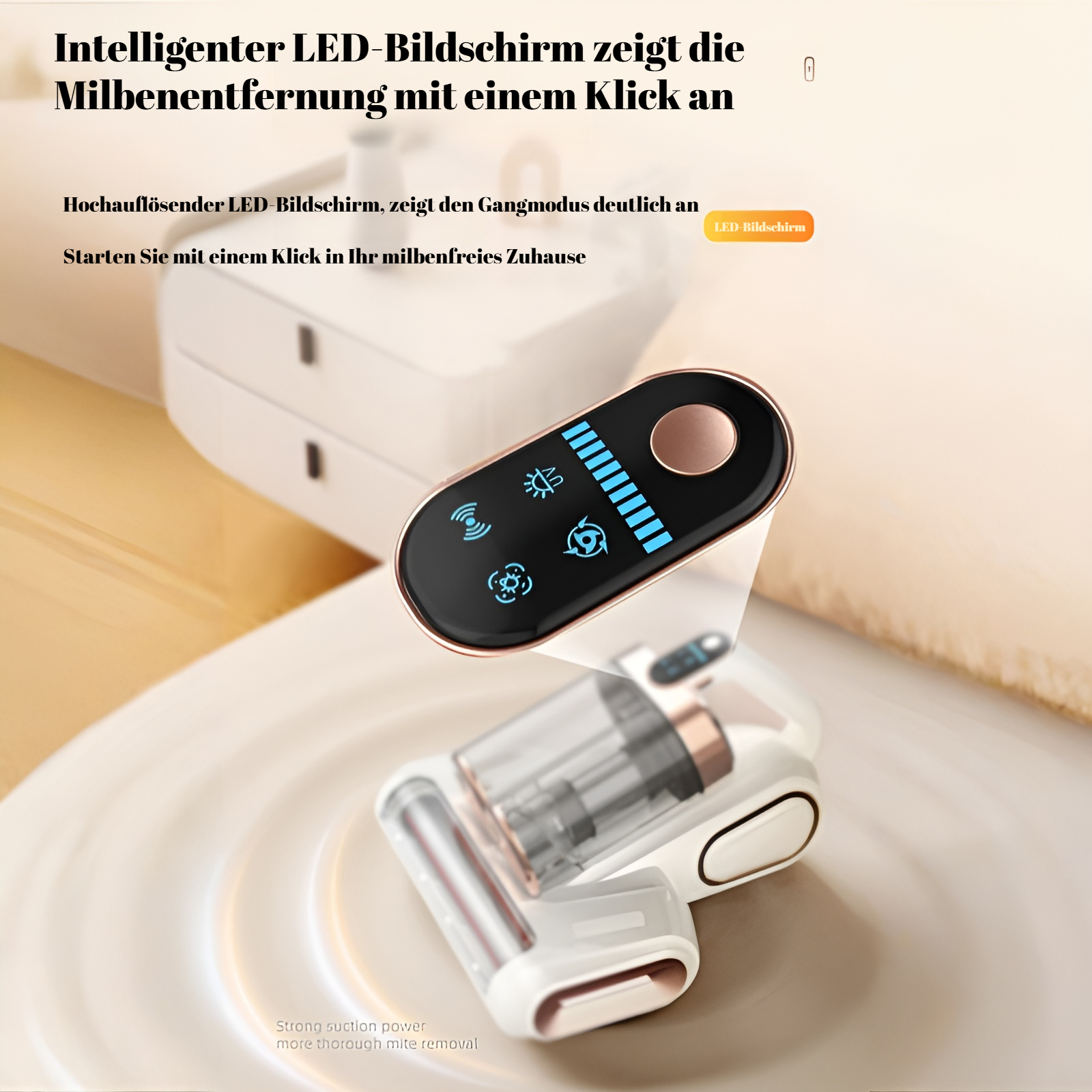 Walzenbürste, doppelter Staubbecher, Pat-Filter, Instrument zur Milbenentfernung, UV-Sterilisation, 