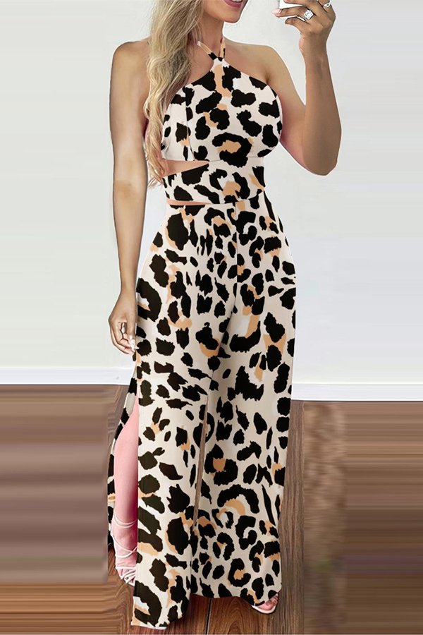 Leopard Print Wide-Leg Jumpsuit