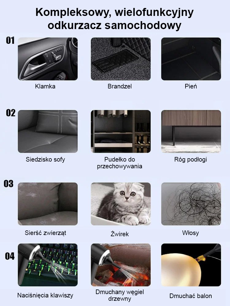 Przenośny wielofunkcyjny odkurzacz o dużej sile ssania