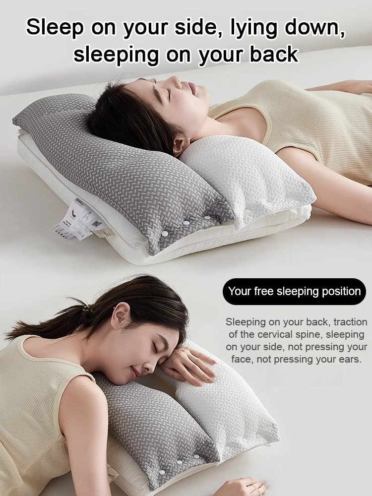 【The more you sleep, the more beautiful you become】Soft and firm dual-zone all-cotton neck support b