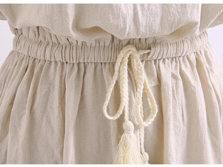 動きやすく快適な綿麻ワンピースの着用例