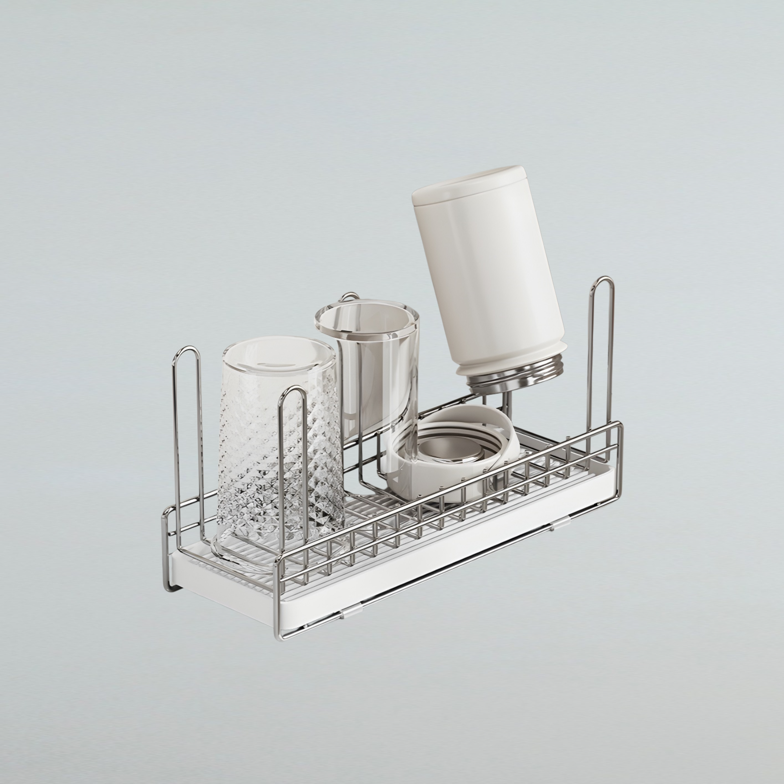 304ステンレススチールカップラックキッチンラックデスクトップ高価値テーブルサイド吊り下げティーカップ収納ラック排水ラック