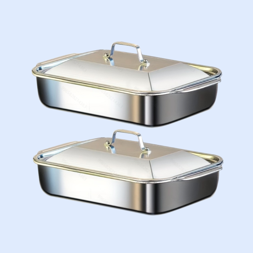 Stainless steel deep grilled fish pan
