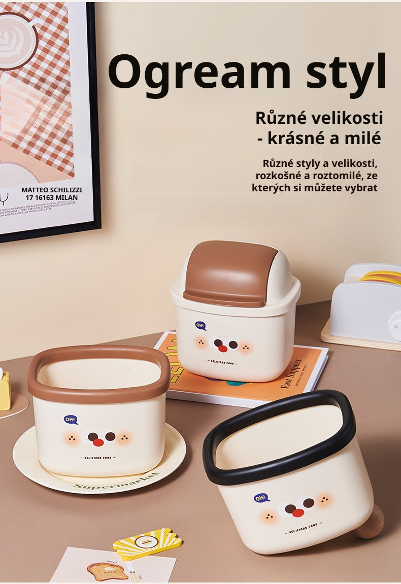 Malý koš na papírové odpadky na stole