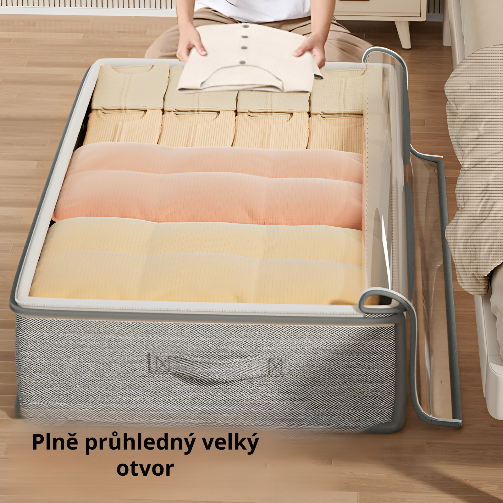 Flacher Unterbett-Aufbewahrungsbox im Schubladenstil für saisonale Bettdecken