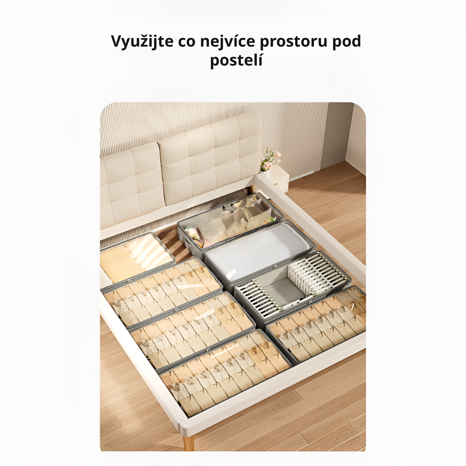 Praktický úložný box s kolečky pro snadné vysouvání