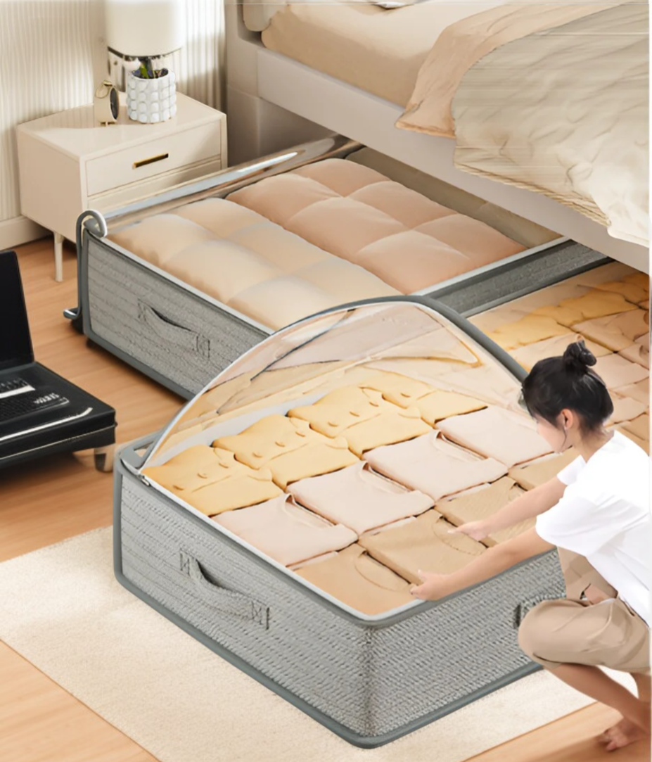 ベッド下にぴったり収まる収納ボックス