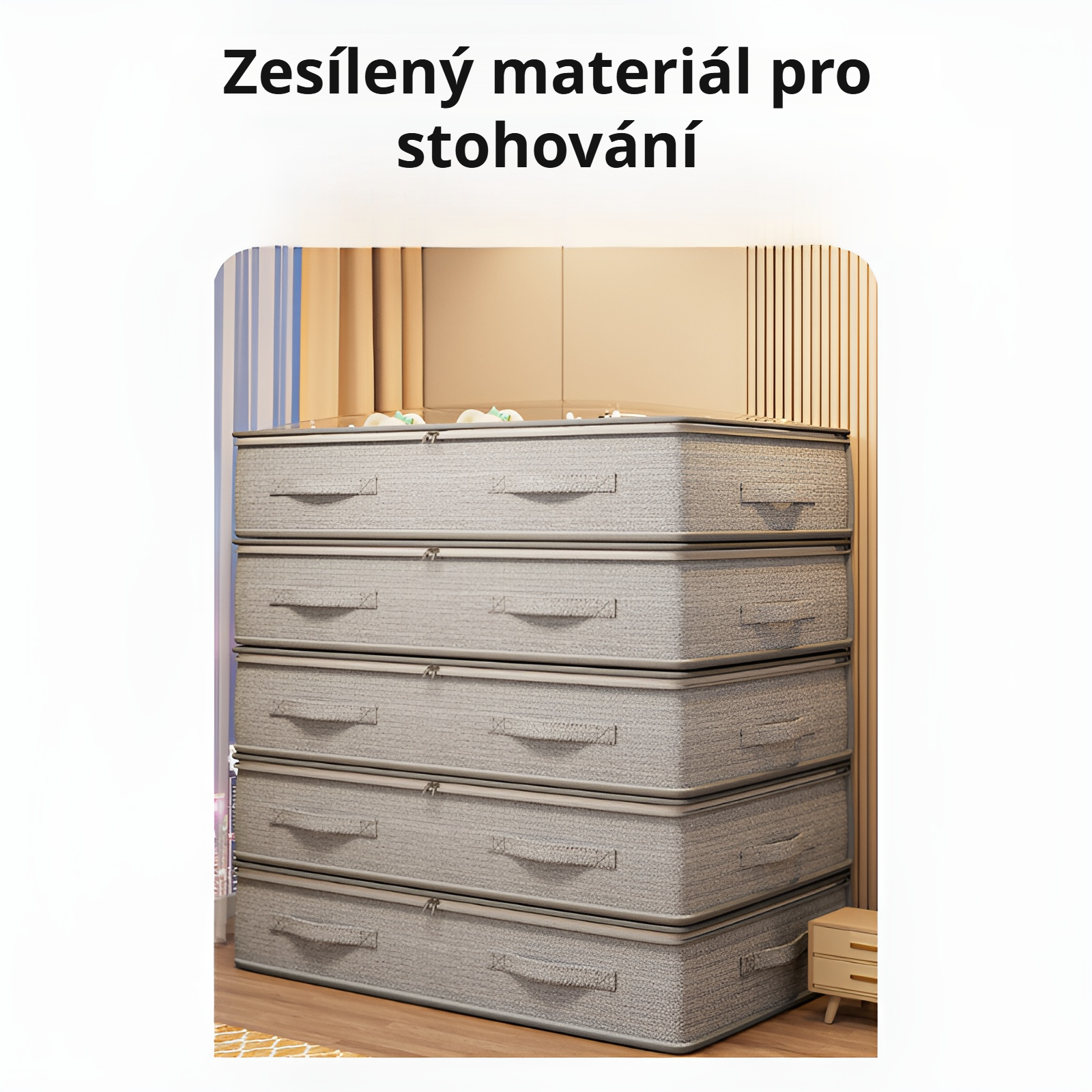 Detail plastového úložného boxu se zavřeným víkem