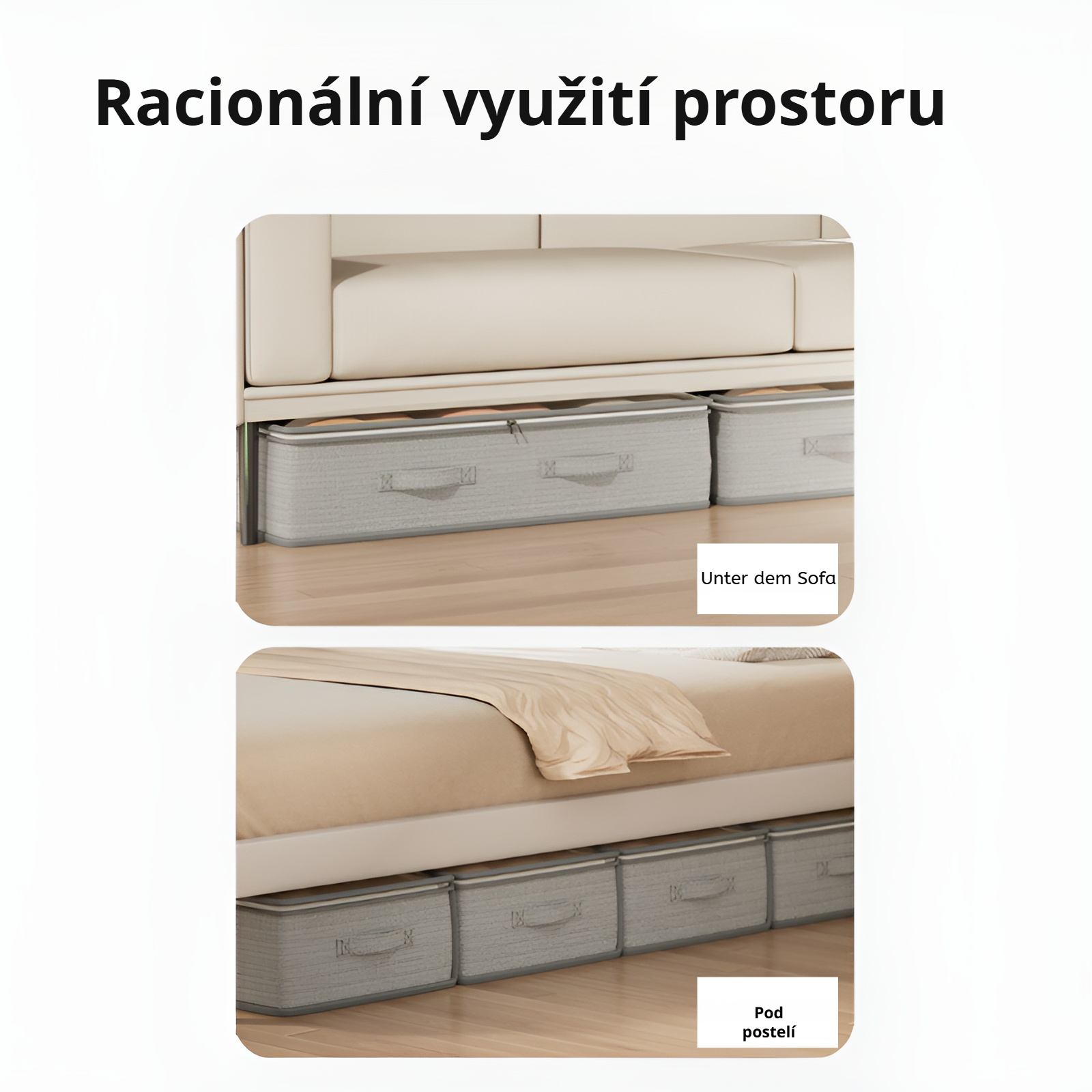 Flacher Unterbett-Aufbewahrungsbox im Schubladenstil für saisonale Bettdecken