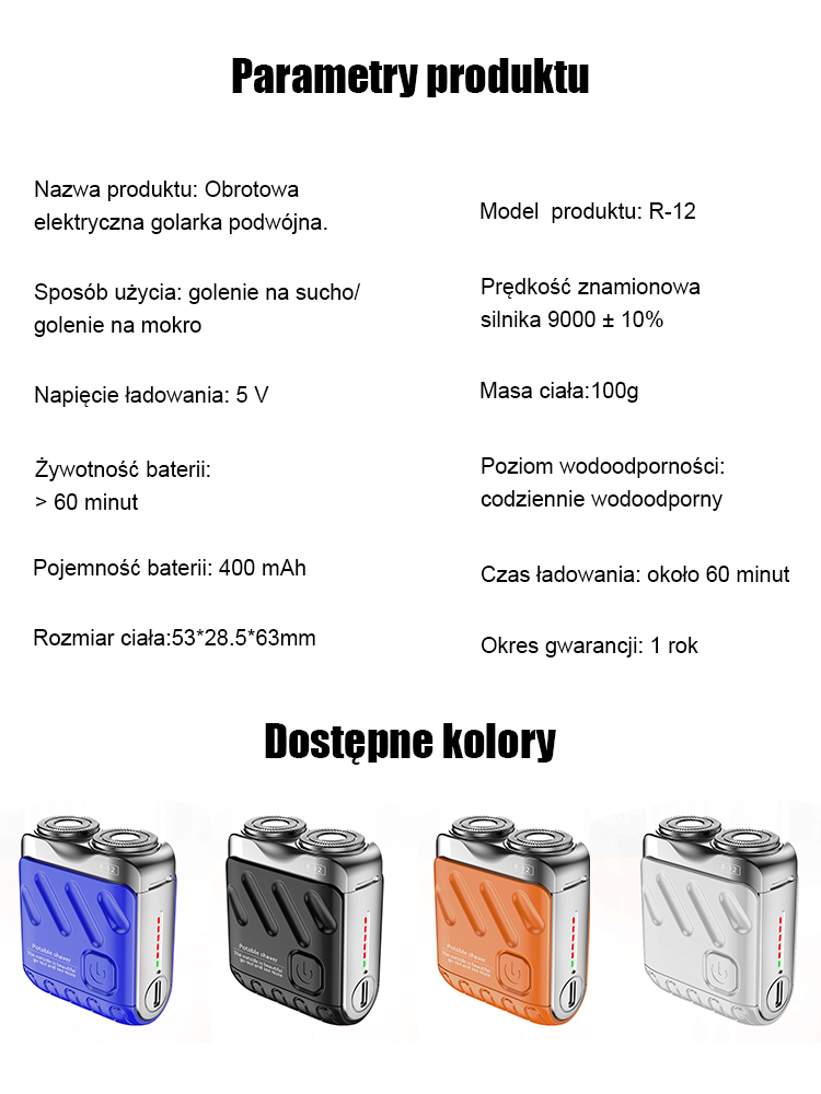 Obrotowa elektryczna golarka podwójna.