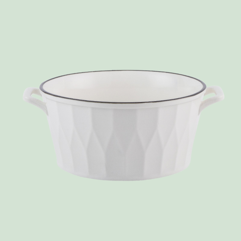 일본식 더블 귀 큰 도자기 국그릇