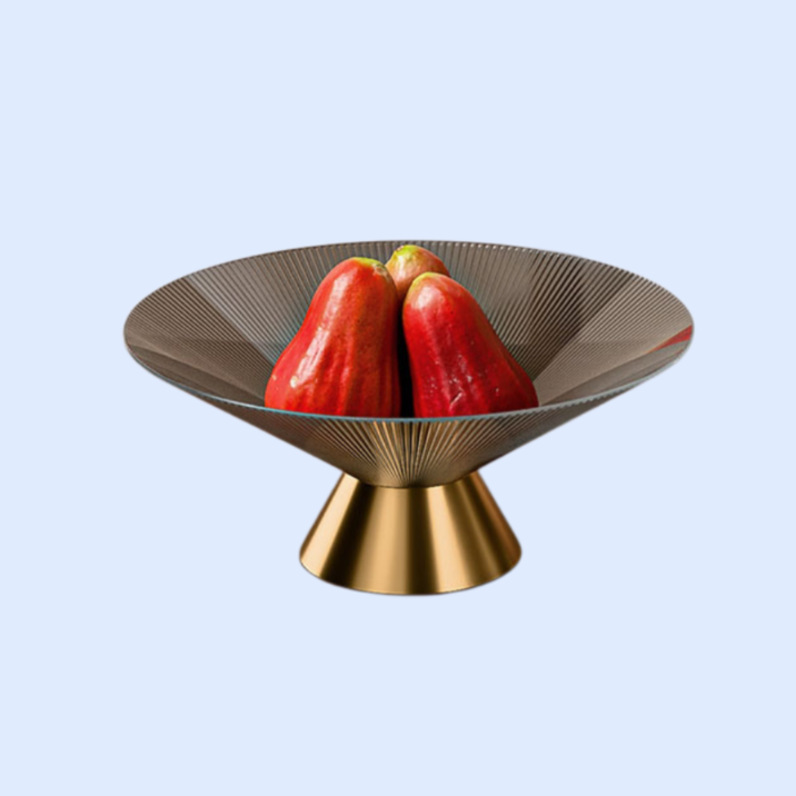 모던 스트라이프 배수 높은 과일 접시