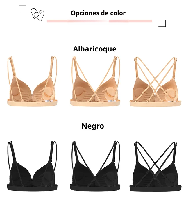 Vista lateral del sujetador con broche delantero