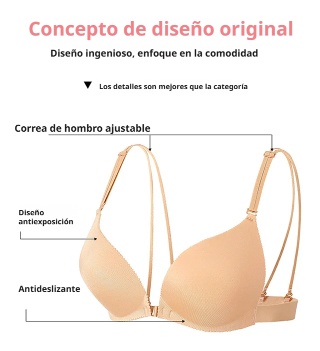 Sujetador con broche delantero vista frontal