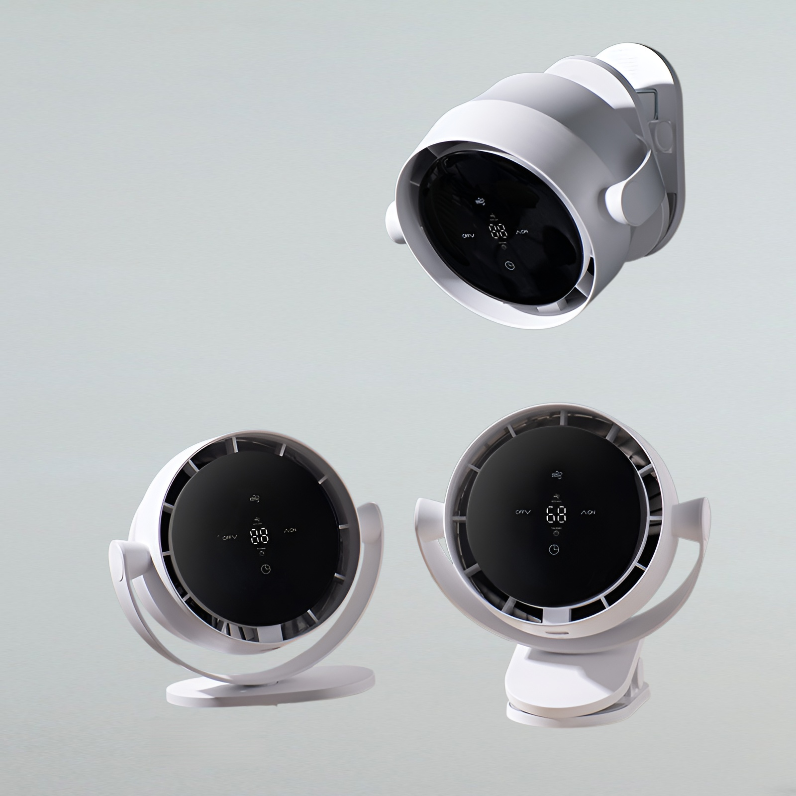 新しいタッチデスクトップファンUSB壁掛け電動ファンデジタルディスプレイ小型ファンホーム100スピード高速クリップファン