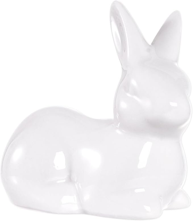 화이트 세라믹 부활절 토끼 동상