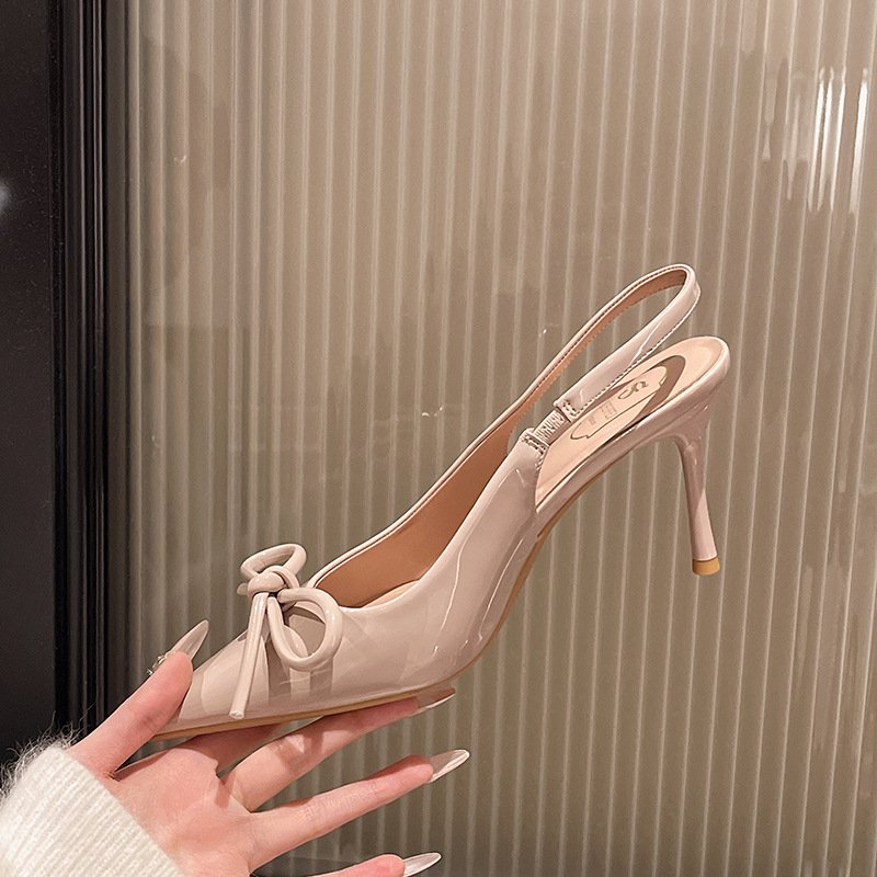 ハイヒールサンダルヌードトップリボンパンプス