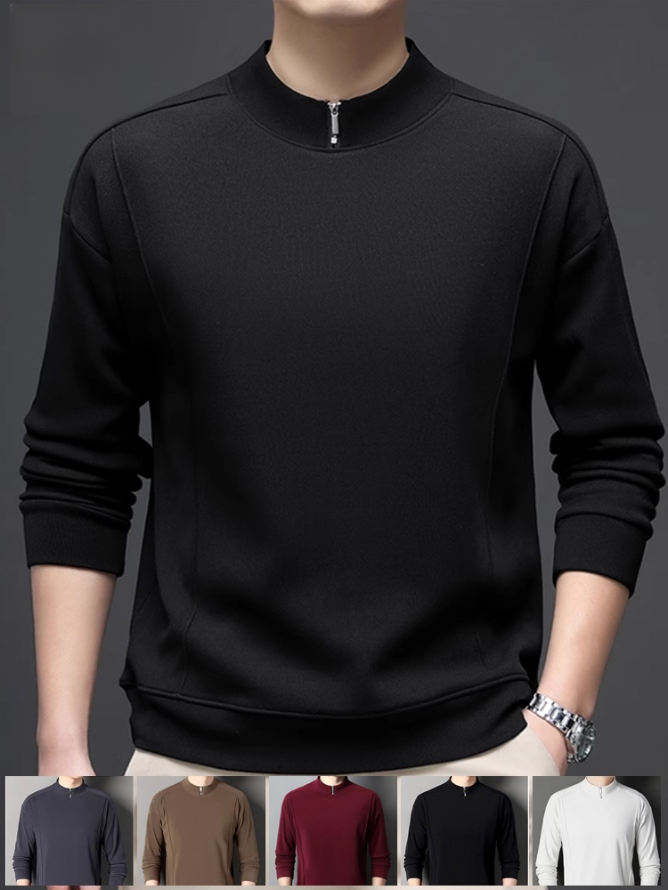 سويت شيرت كاجوال بأكمام طويلة وياقة نصف عالية للرجال
