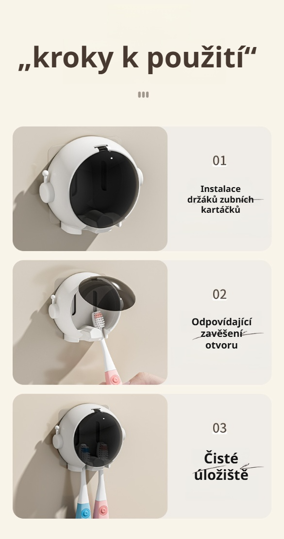 Dětský astronaut držák na zubní kartáčky s dvěma sloty