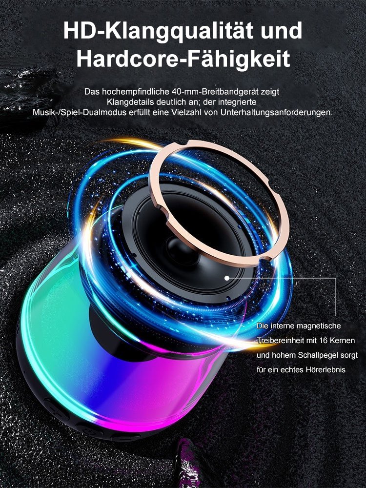 Magnetischer Bluetooth-Lautsprecher mit RGB-Farblicht.