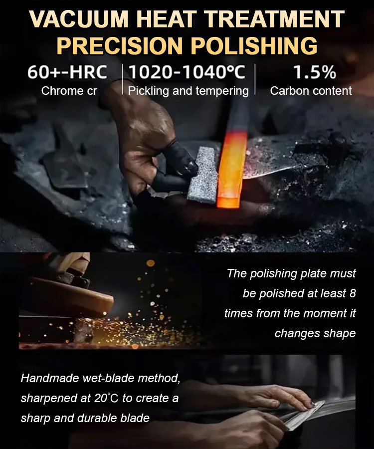 Hand forged meat knife cuts meat like tofu