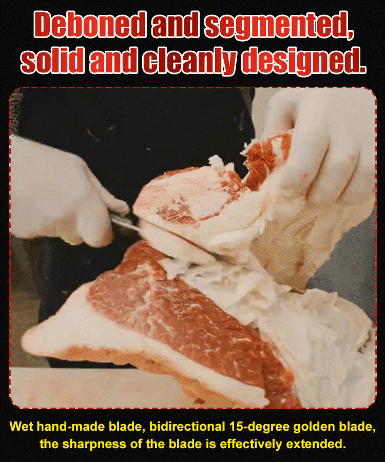 Hand forged meat knife cuts meat like tofu