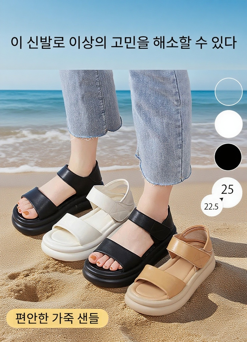 여름 로마 스타일 통굽 샌들 전체 이미지