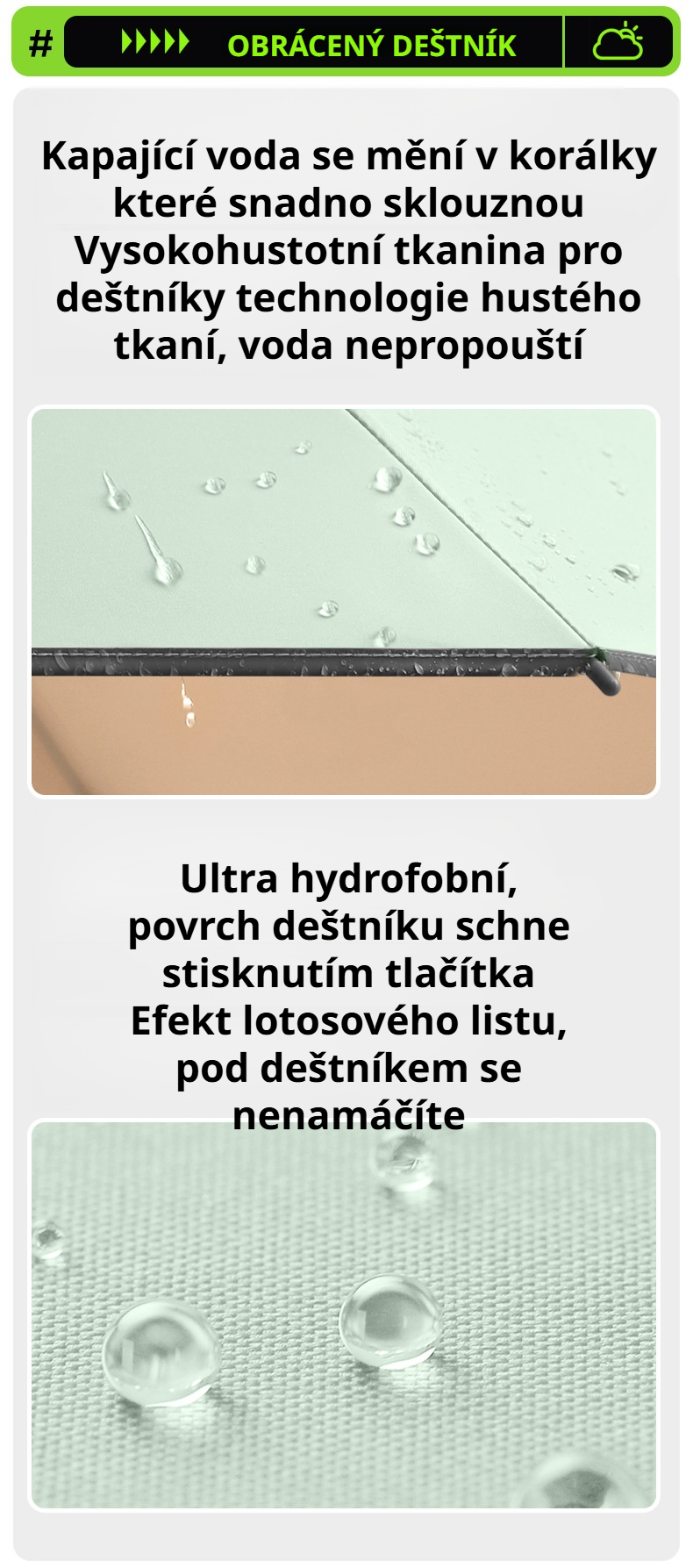 Automatické otevírání deštníku jedním tlačítkem