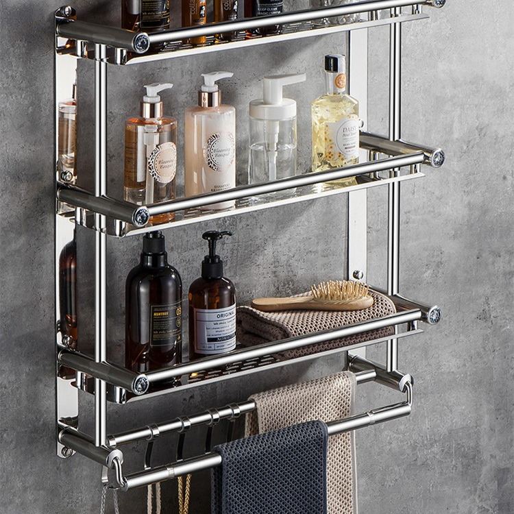 穴開け必要無し多機能バスルーム収納棚