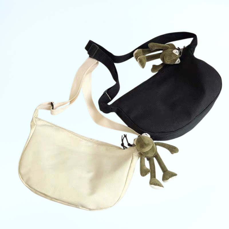 กระเป๋าคาดไหล่ผ้าแคนวาสสำหรับผู้หญิงและผู้ชาย กระเป๋าคาดไหล่สำหรับนักเรียนหญิง