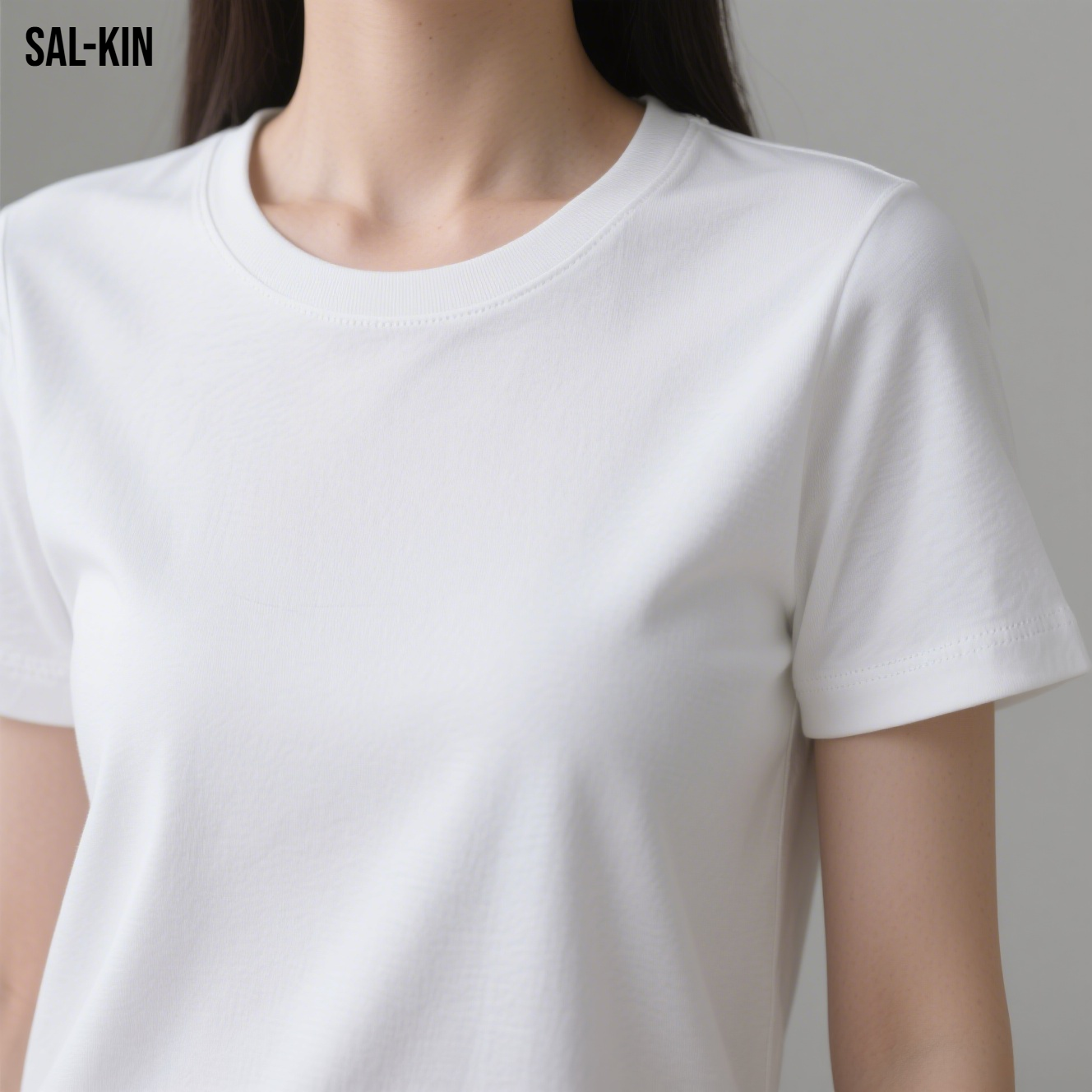 여성용 화이트 스트레이트 숄더 반팔 티셔츠