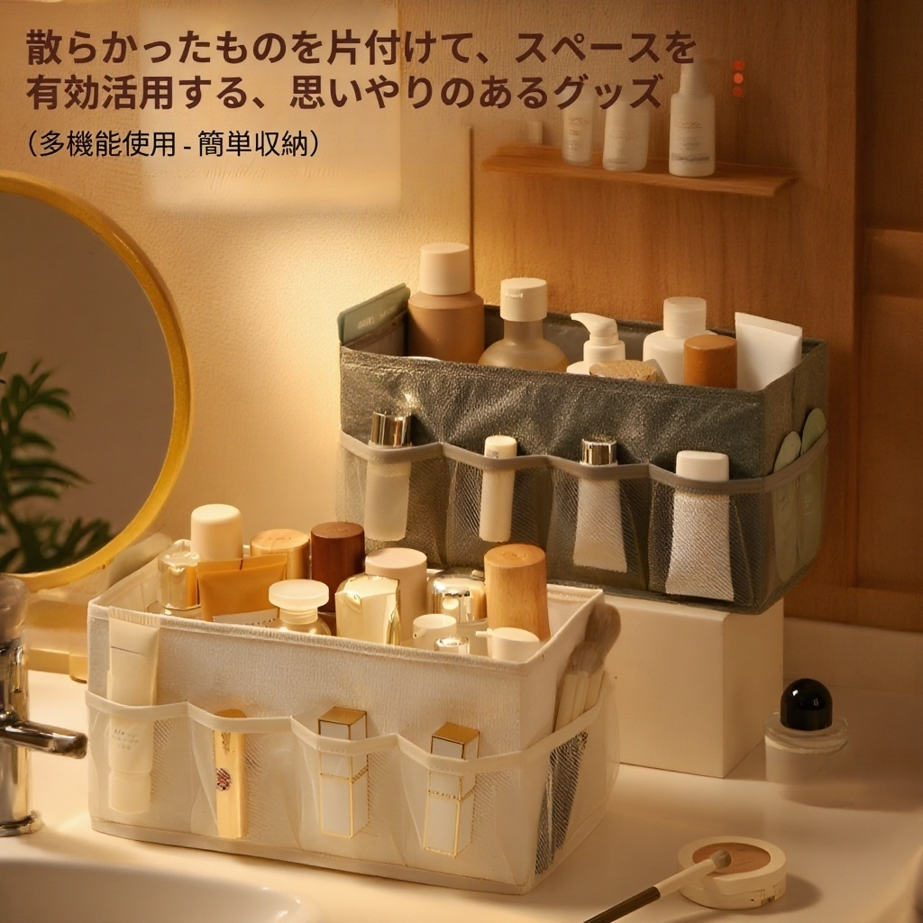 純色カチオンデスクトップ雑貨収納ボックス