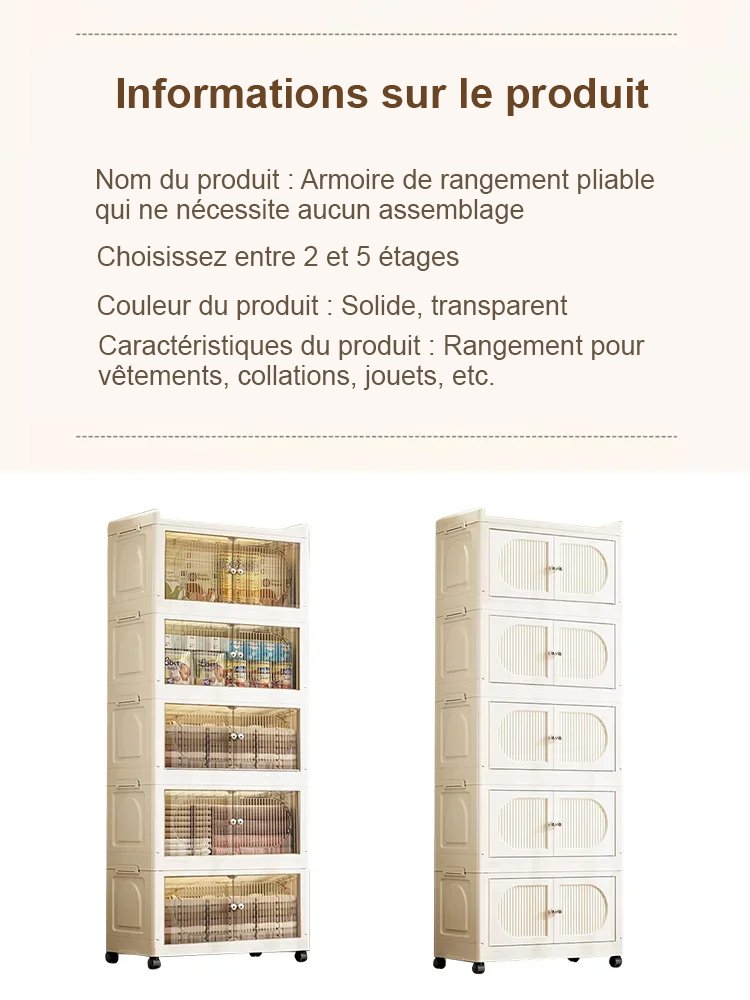 Armoire de rangement pliable sans installation
