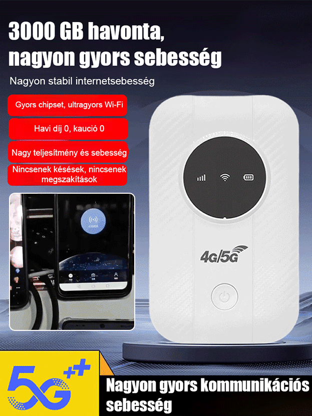Nincsenek szerződési kötelezettségek vagy extra díjak! ⚡️ Gyors és hordozható Wi-Fi bárhová! 