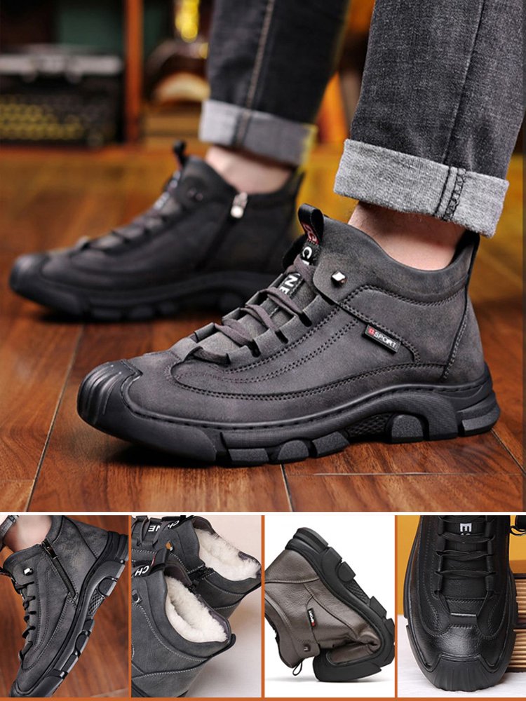 Chaussures en cuir chaud rembourrées pour hommes