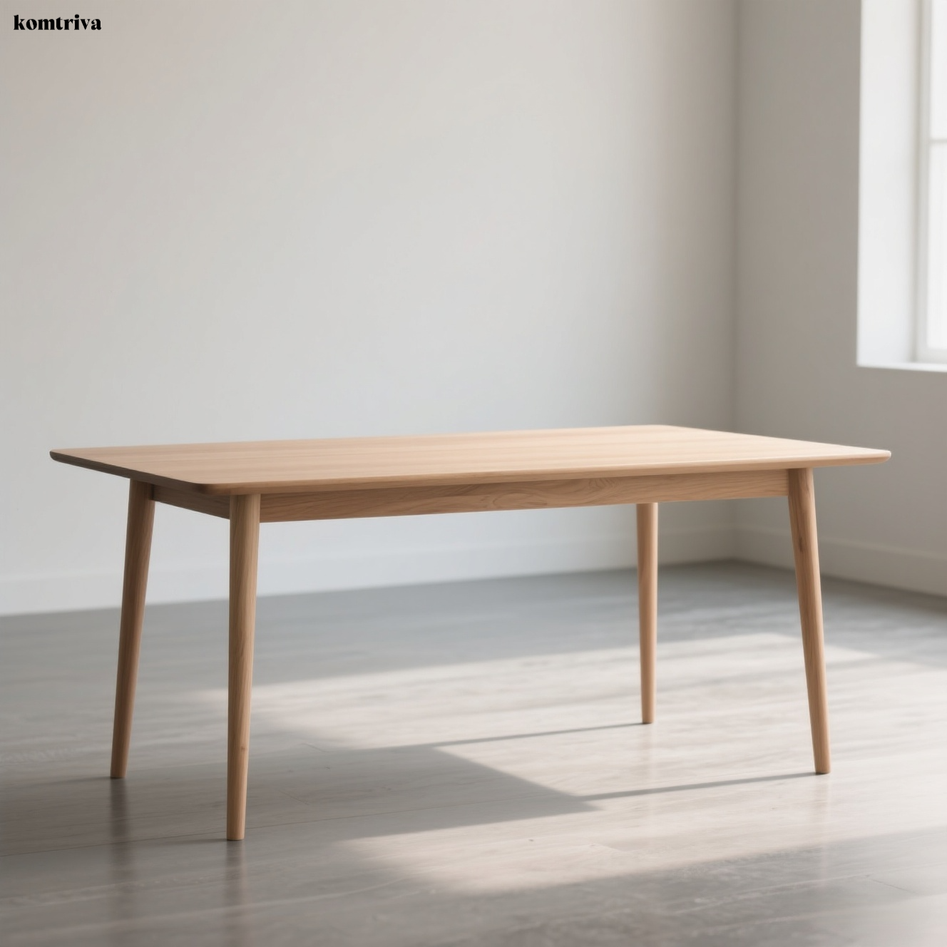 シンプルな木製ダイニングテーブル全体画像