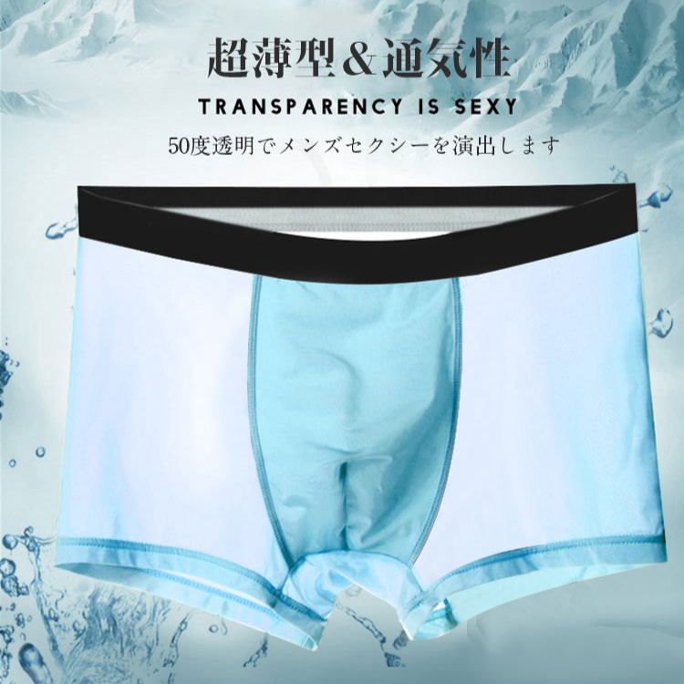 ボクサーパンツ メンズ ボクサーブリーフ 男性 3D アイスシルク シームレス 薄い 零応力
