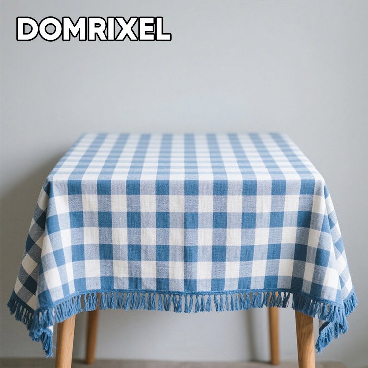防水・耐油性のチェック柄テーブルクロス