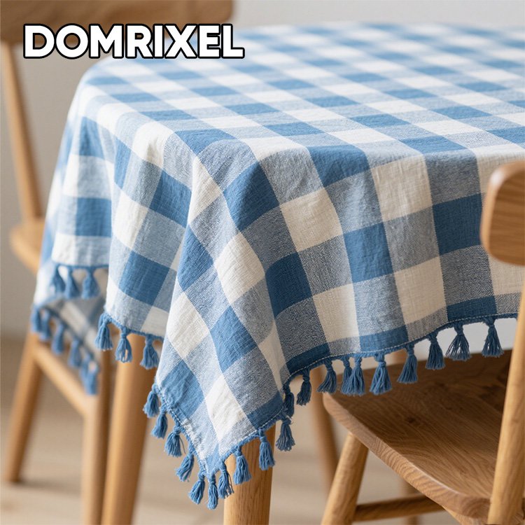 防水・耐油性のチェック柄テーブルクロス