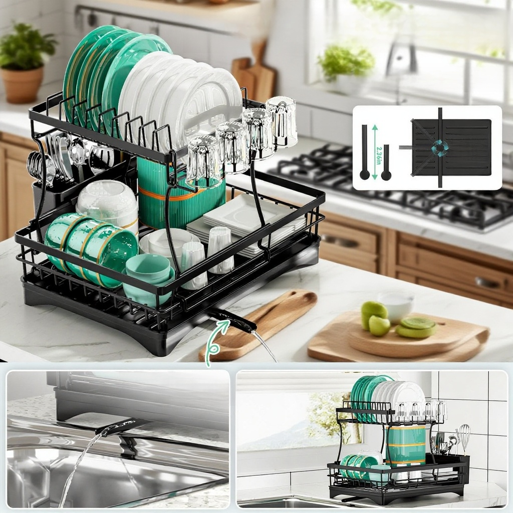 2단 주방 식기 배수대