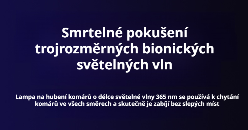 Detailní pohled na UV světlo lapače komárů
