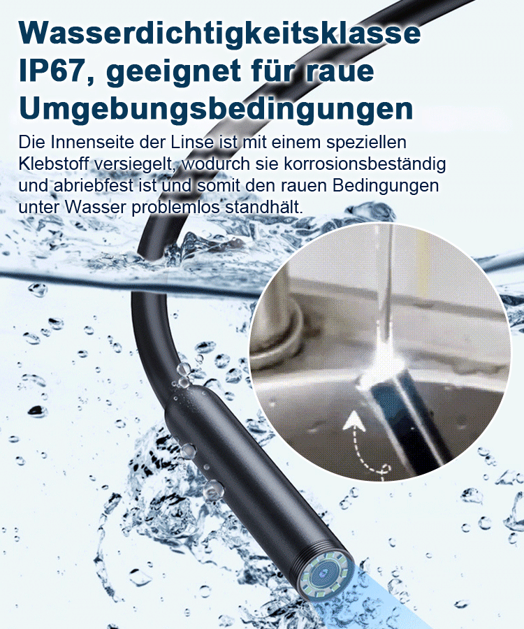 Industrieller verstellbarer Smartphone-Endoskop mit 8 LED-Lichtern und HD-Auflösung