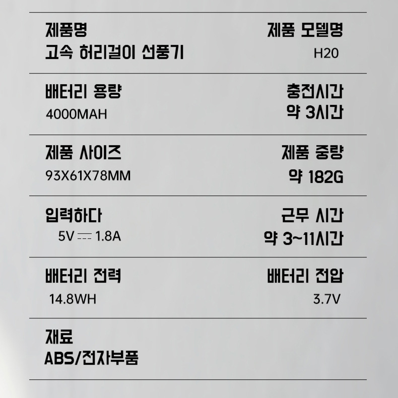 휴대용 소형 터보 허리걸이 선풍기 롱 항속 야외 휴대용 선풍기