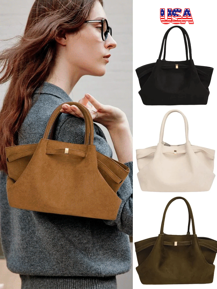 حقيبة توت نسائية فاخرة عصرية من جلد الغزال بسعة كبيرة